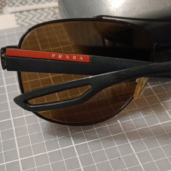 Prada Black Frame Sunglasses with Brown Lenses - Picture 6 of 11